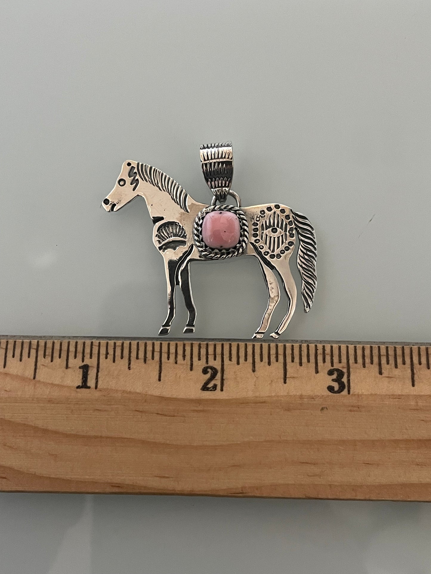 Pink Conch Horse Pendant | 925 Sterling Silver E244