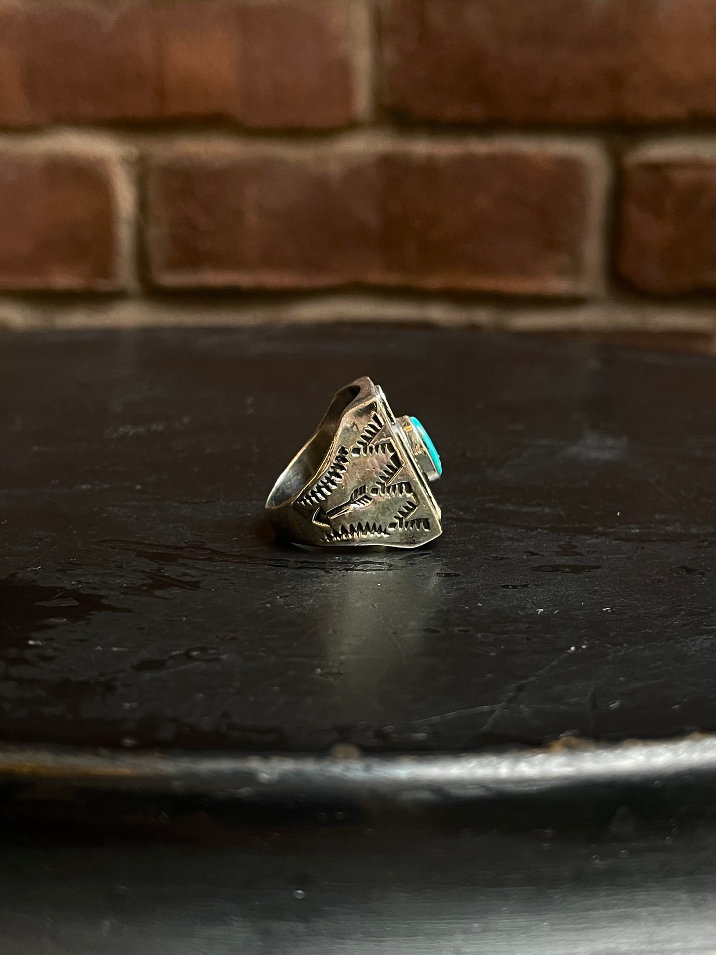 Kingman Turquoise Thunderbird Ring Size 7 | 925 Sterling Silver Southwest E121