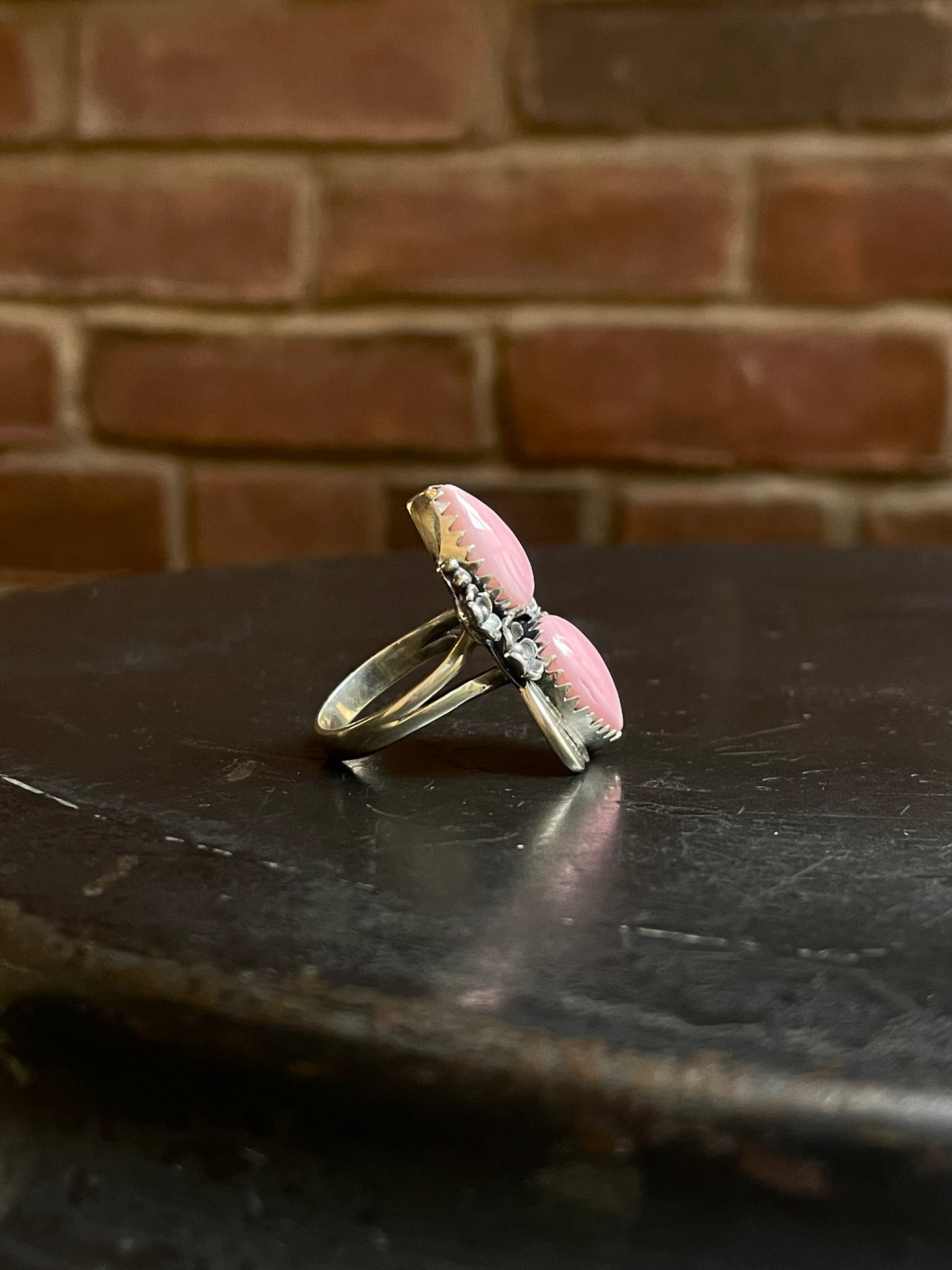 Pink Conch Tear Drop Ring Size 9| Sterling Silver E908