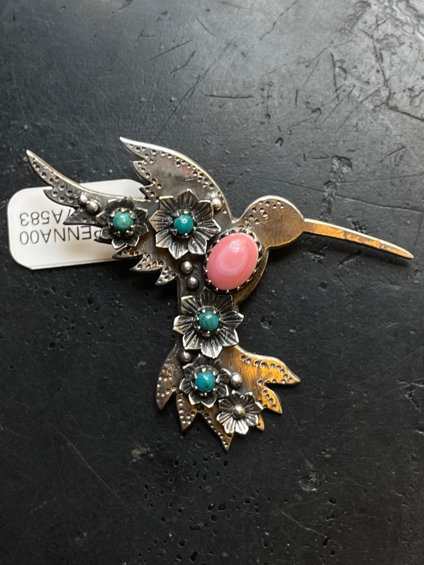 Hummingbird Pink Conch Pendant | Sterling Silver | A583