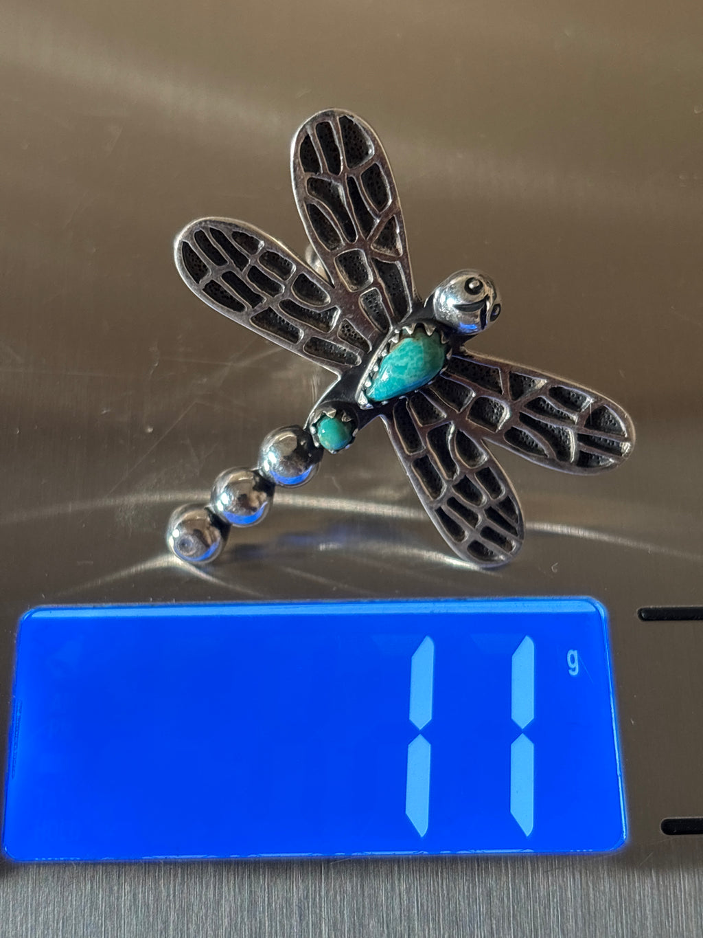 Turquoise Dragonfly Ring | Sterling Silver 925 Size 8 C700