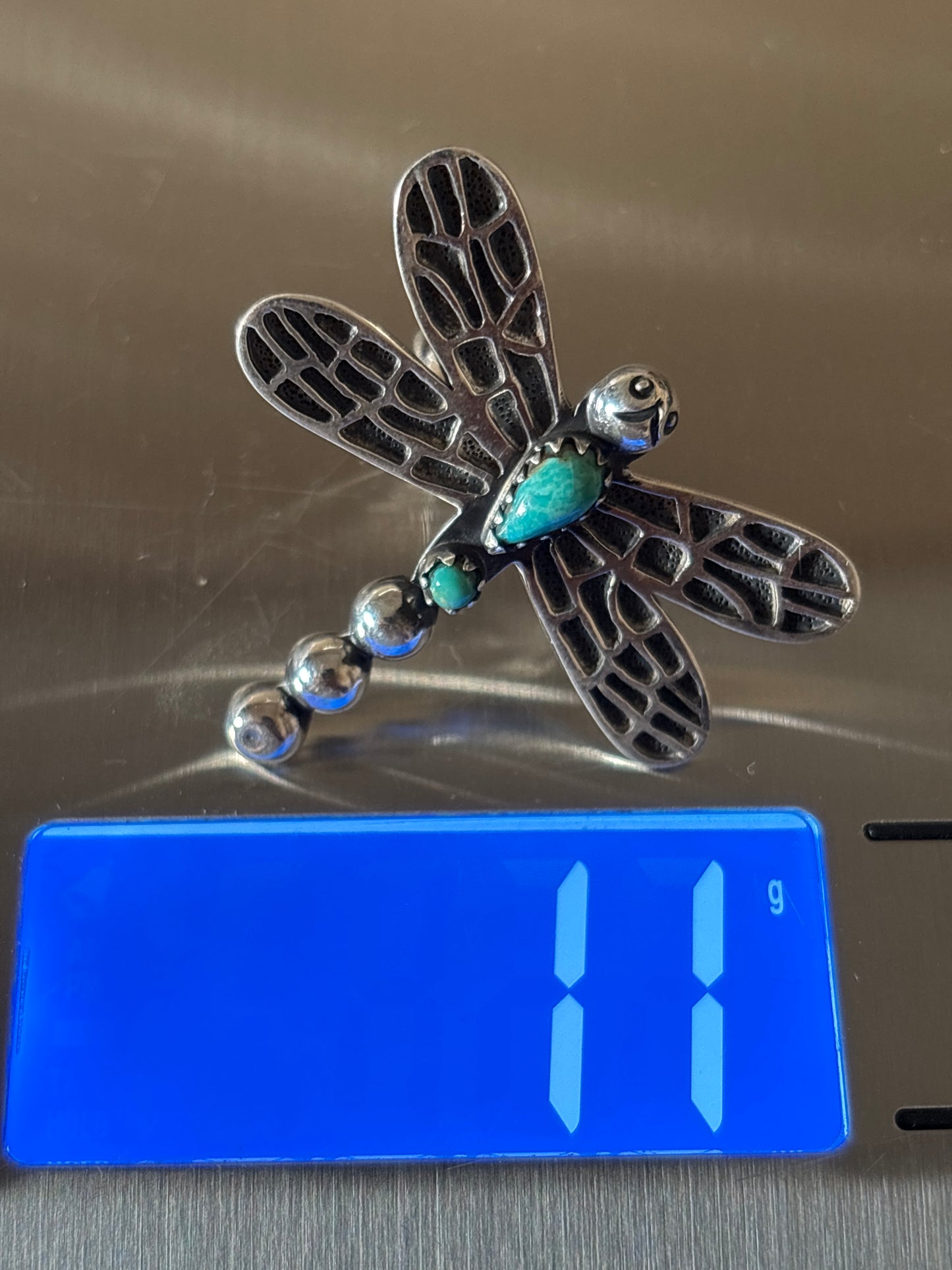 Turquoise Dragonfly Ring | Sterling Silver 925 Size 8 C700