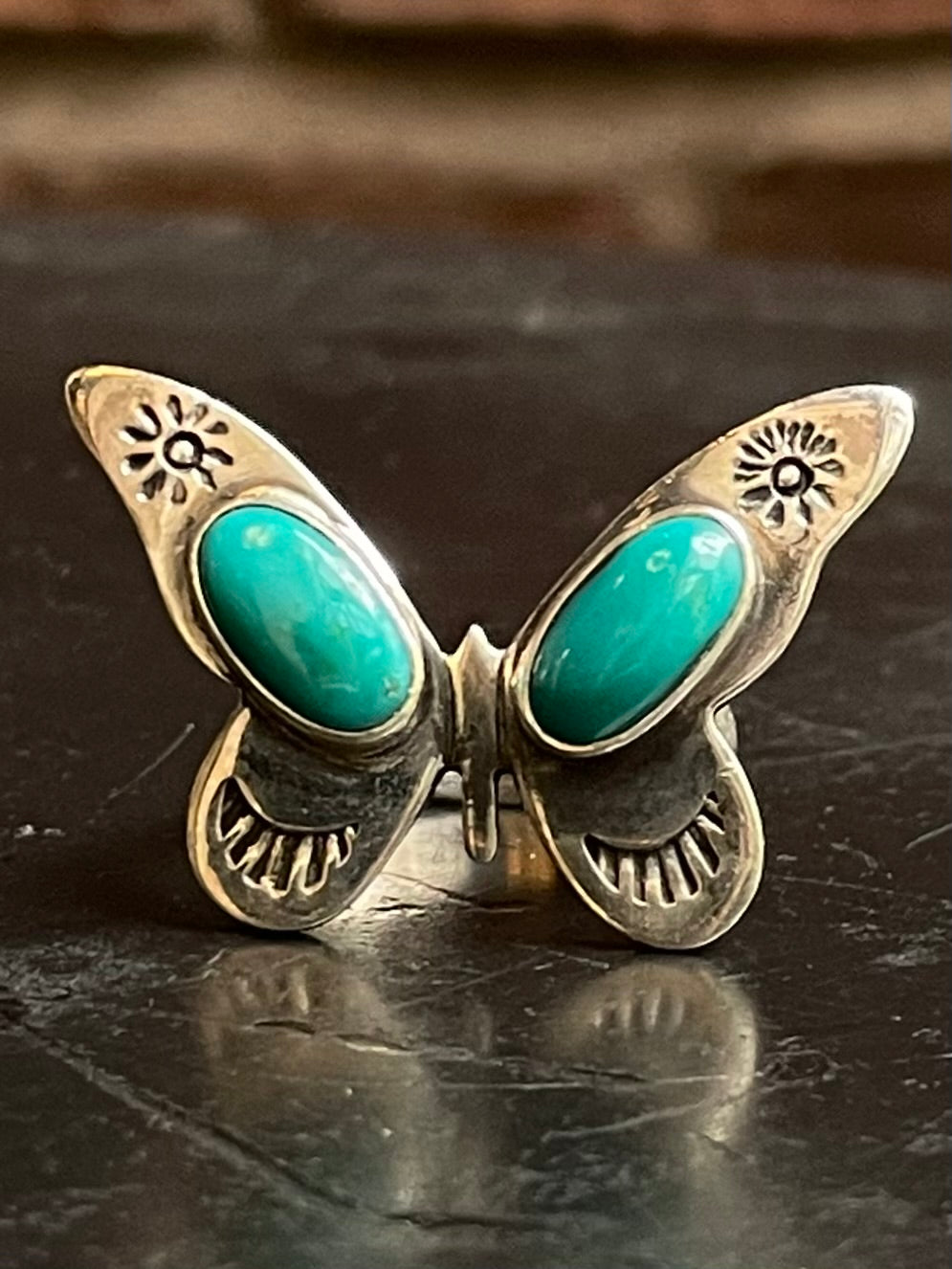 Kingman Turquoise Butterfly Ring Size 7 | 925 Sterling Silver G482