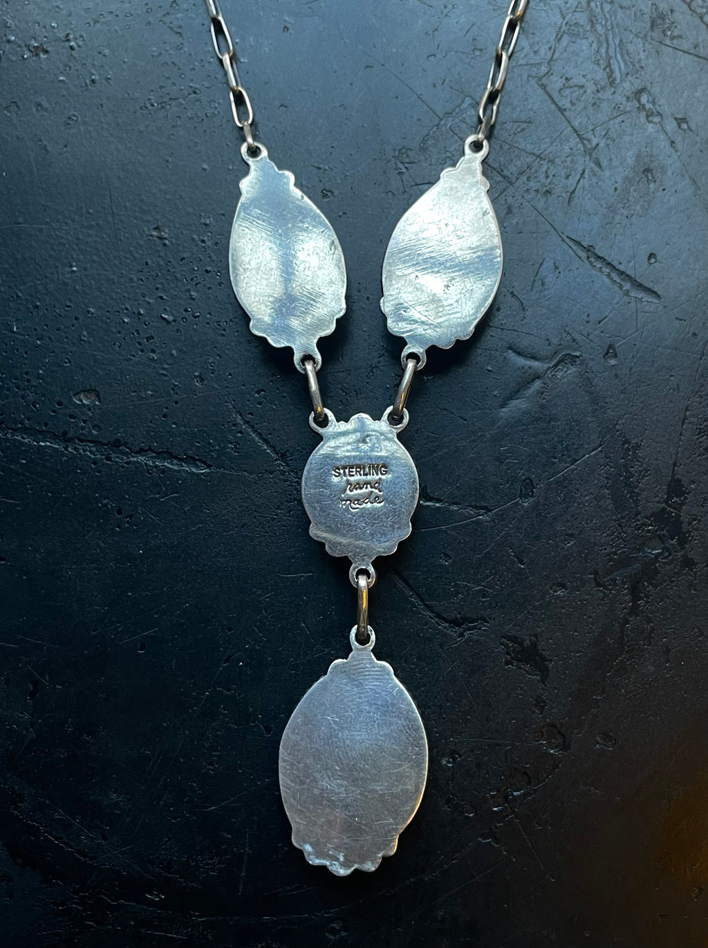 Pink Conch Lariat Necklace | Graduated Oval Stations | 925 Silver E574