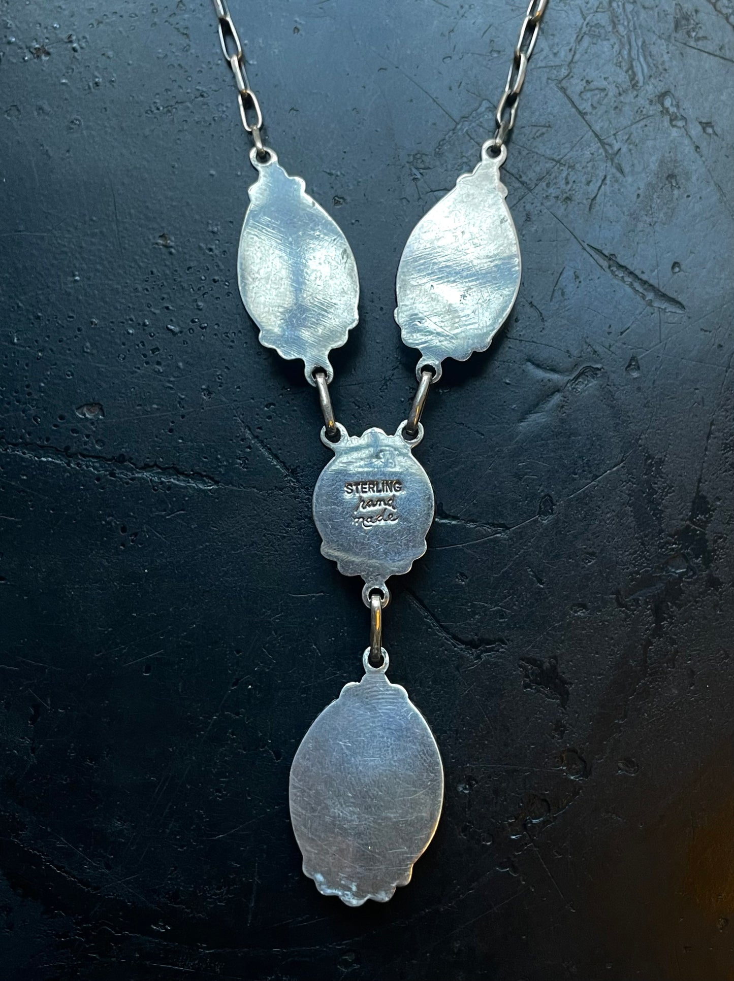 Pink Conch Lariat Necklace | Graduated Oval Stations | 925 Silver E574