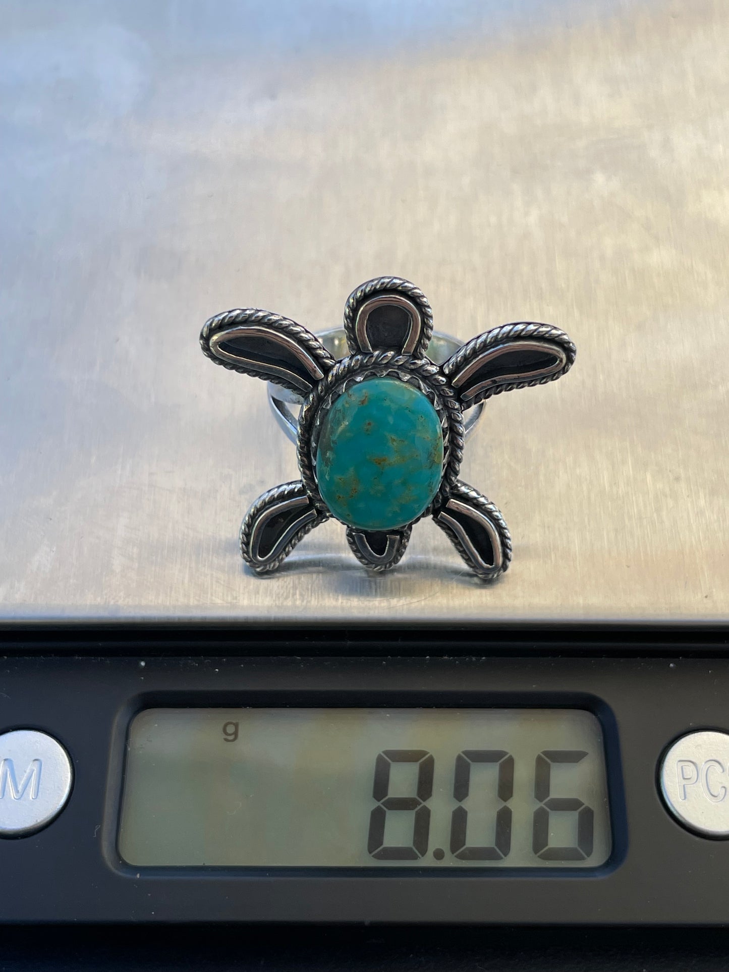 Turquoise Sea Turtle Ring | 925 Sterling Silver Size 7.5 B331