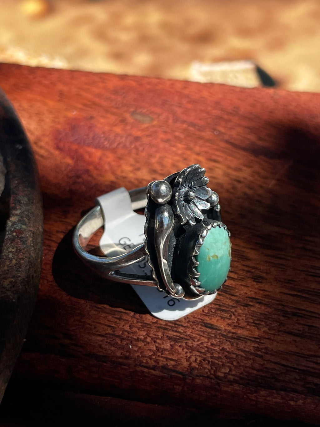 Turquoise Floral Ring | 925 Sterling Silver | Size 7.75 D343
