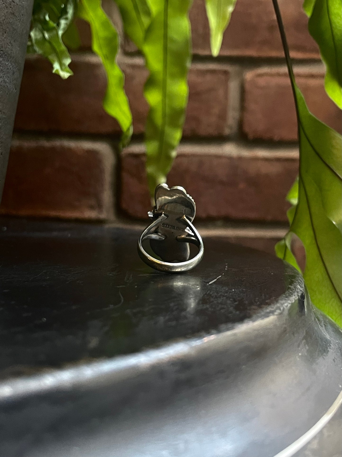 Pink Conch Squash Blossom Double Stone Ring | Sterling Silver 925 Size 7 C728