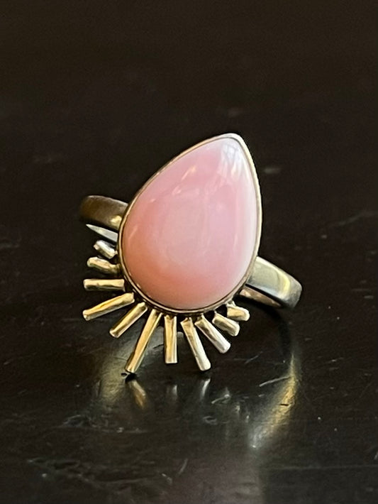Pink Conch Tear Drop Ring Size 6.75| Sterling Silver E919