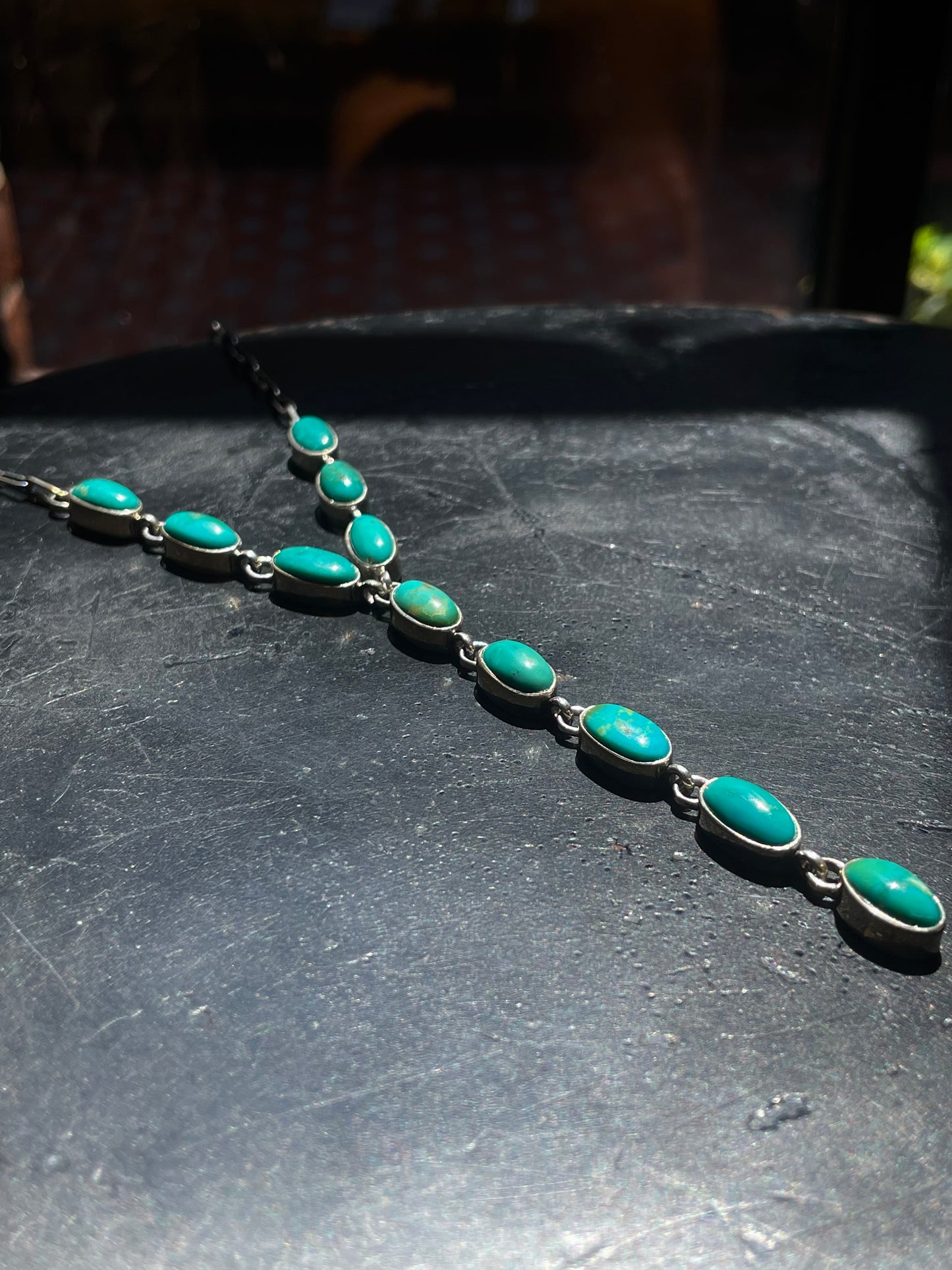 Kingman Turquoise Lariat Necklace | Sterling Silver G418