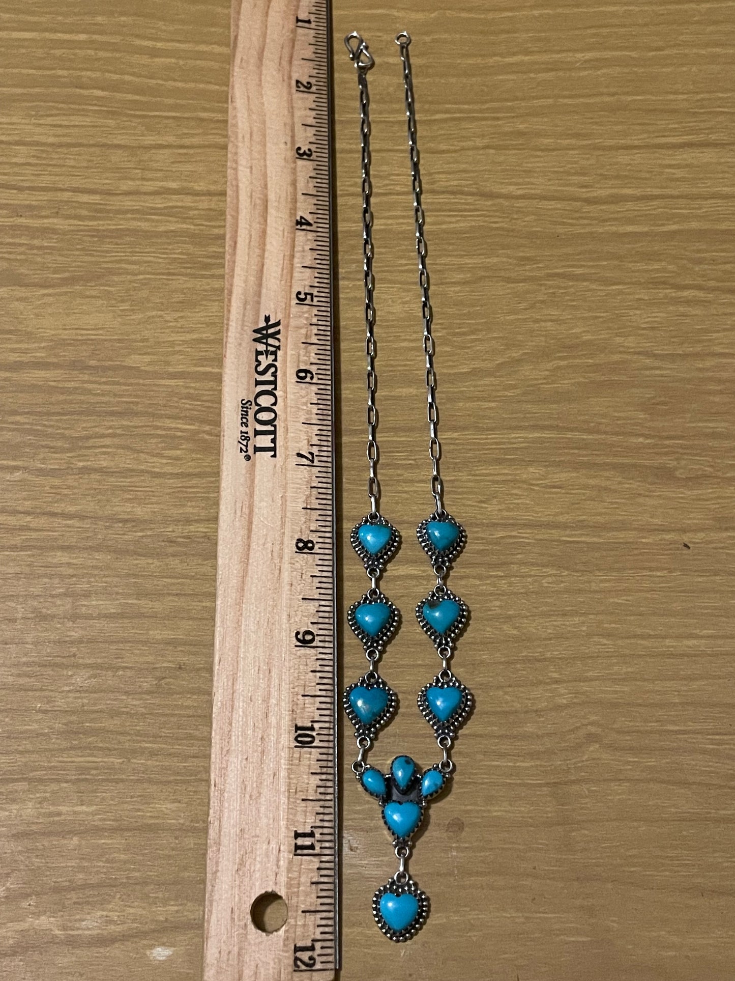 Kingman Turquoise Heart Lariat Necklace | 925 Sterling Silver G413