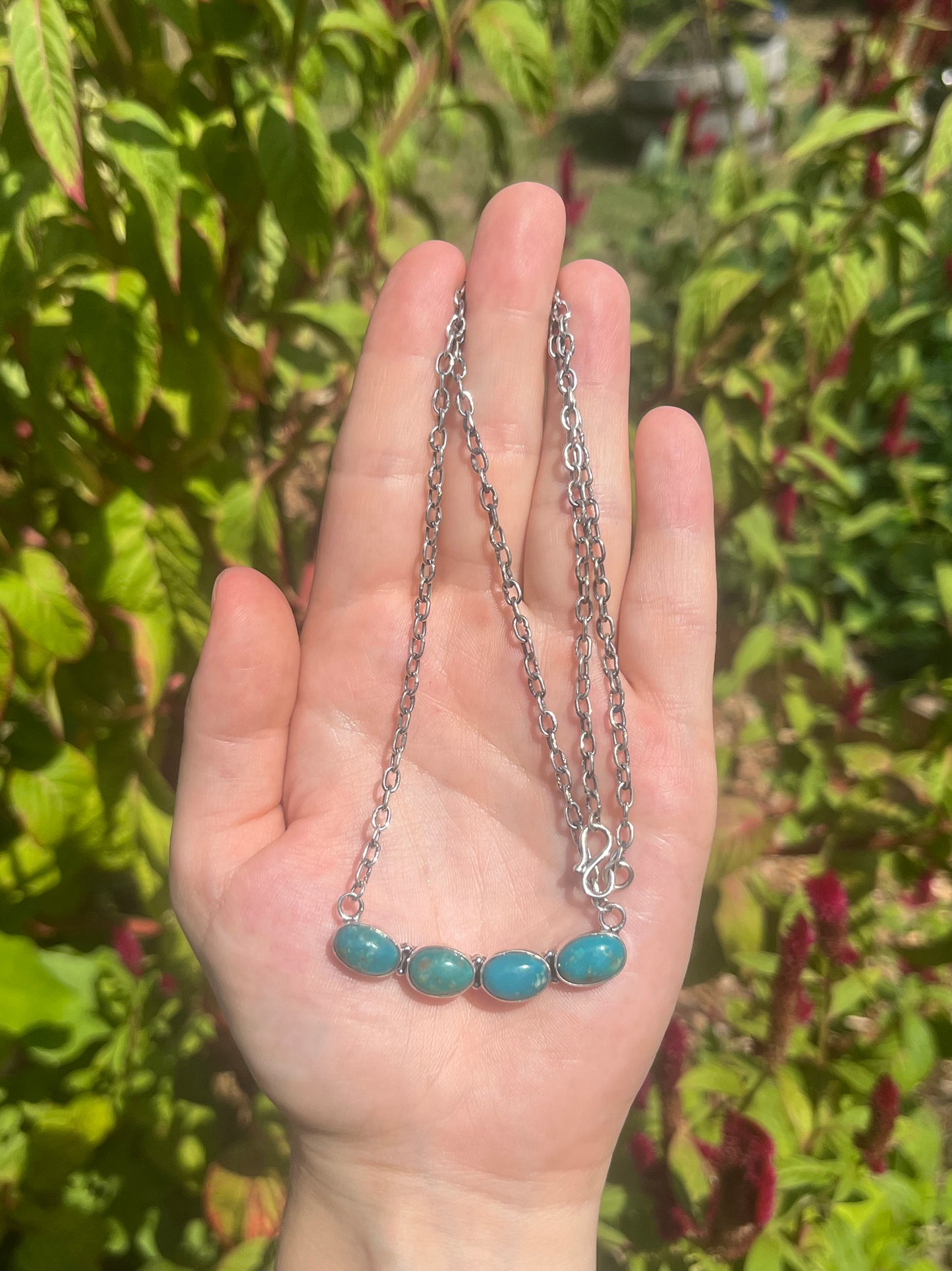 Turquoise Bar Chain Necklace | 925 Sterling Silver X46