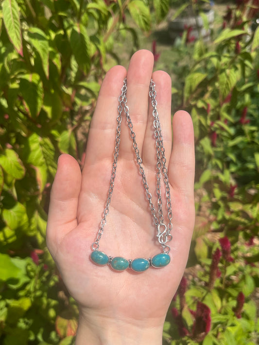 Turquoise Bar Chain Necklace | 925 Sterling Silver X46