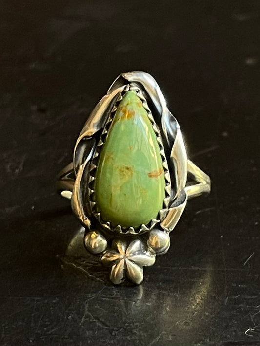 Turquoise Tear Drop Ring Size 8.5 | Sterling Silver E856