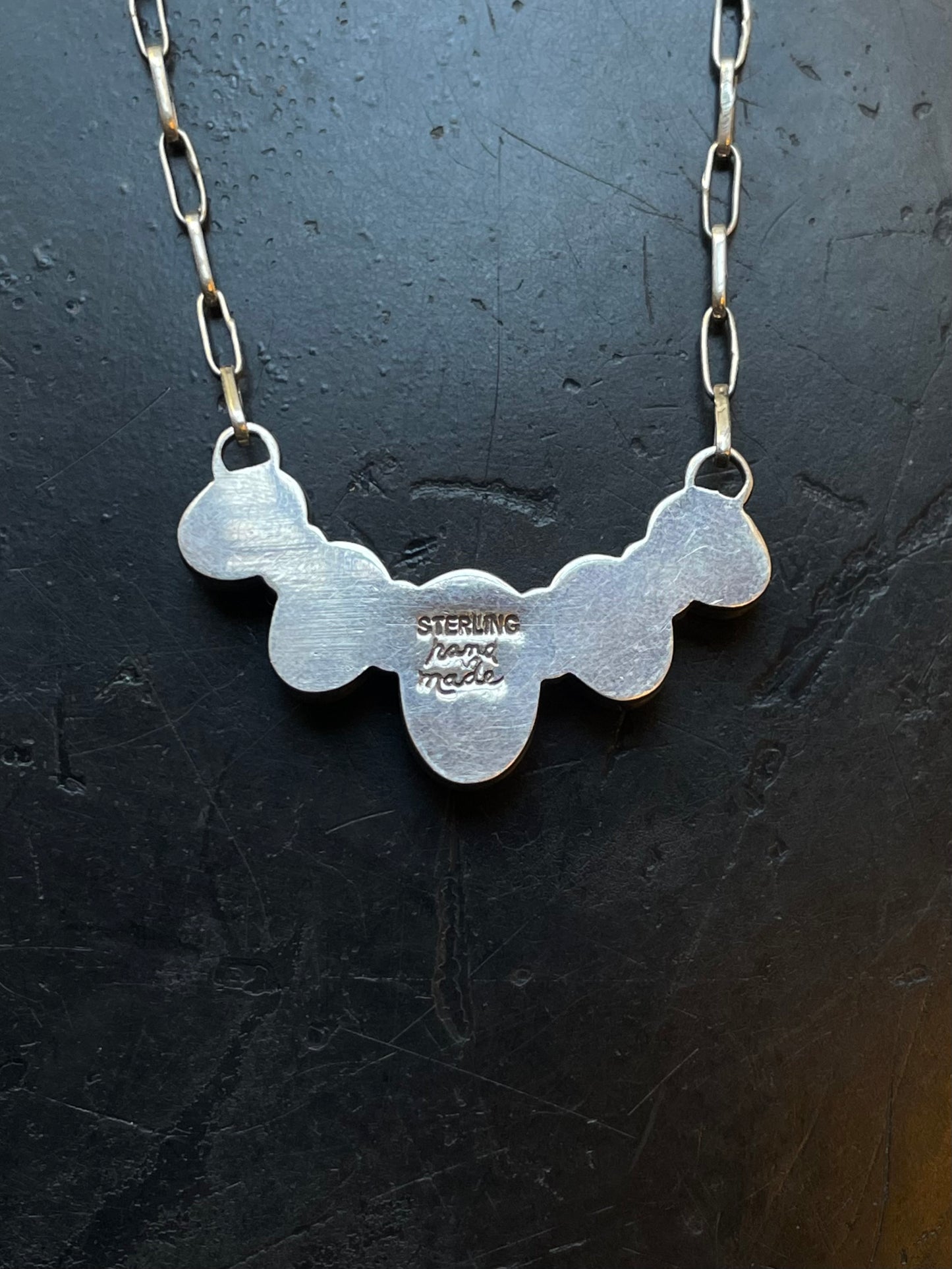 Kingman Turquoise Five Stone Necklace | Sterling Silver E830