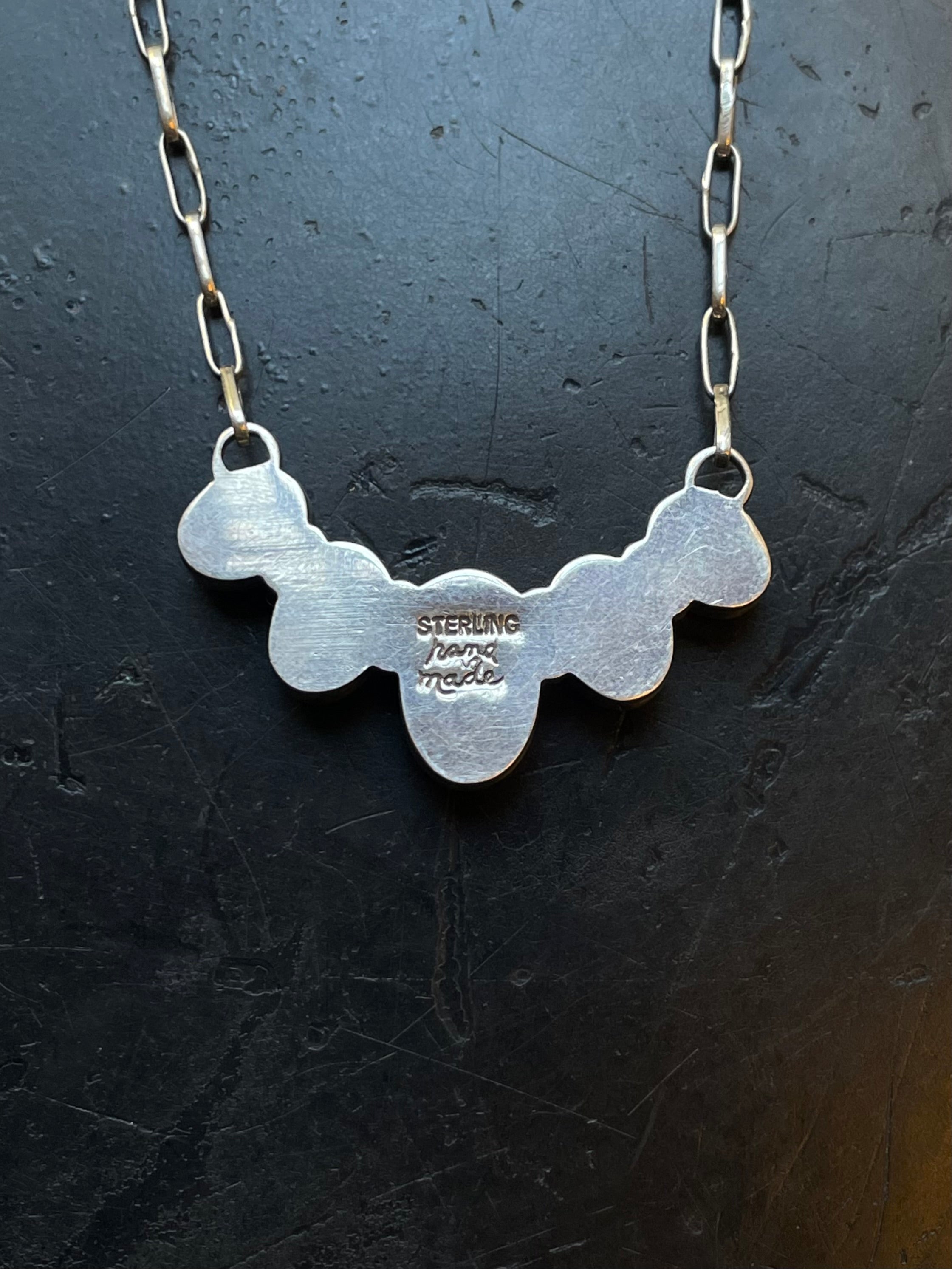Kingman Turquoise Five Stone Necklace | Sterling Silver E830
