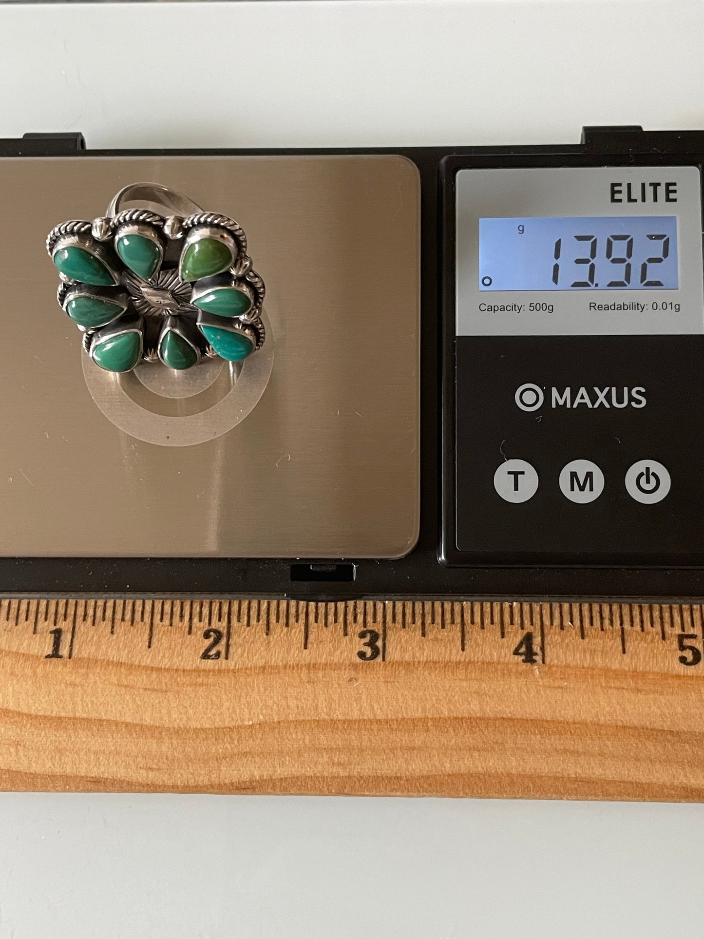 Turquoise Cluster Ring Size 8 | 925 Sterling Silver G261