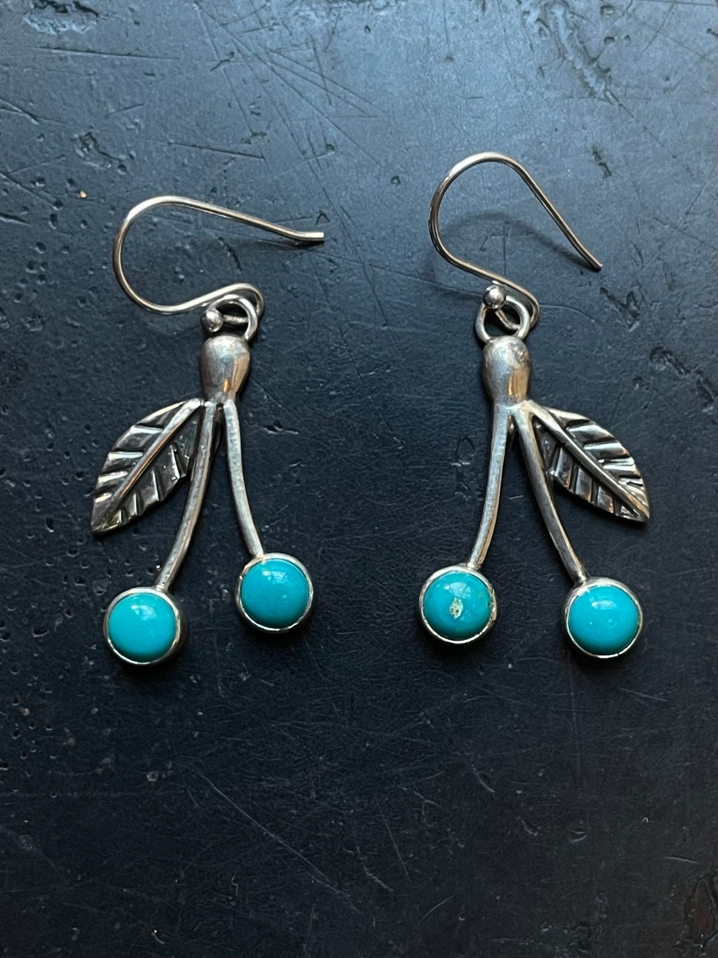 Kingman Turquoise Cherry Dangle Earrings | Sterling Silver E947