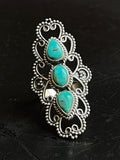 Kingman Turquoise Row Ring Size 7 | 925 Sterling Silver G511
