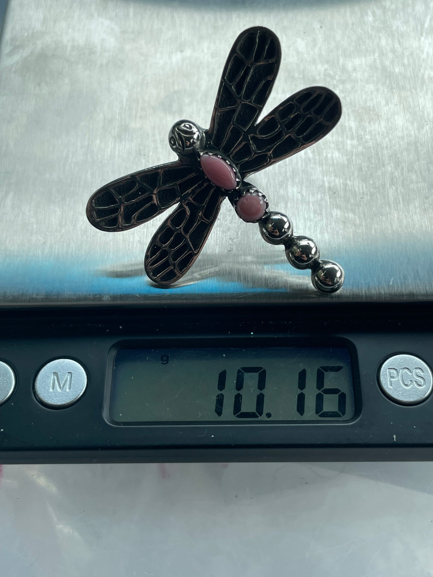 Pink Conch Dragonfly Ring Size 6 | 925 Sterling Silver B639