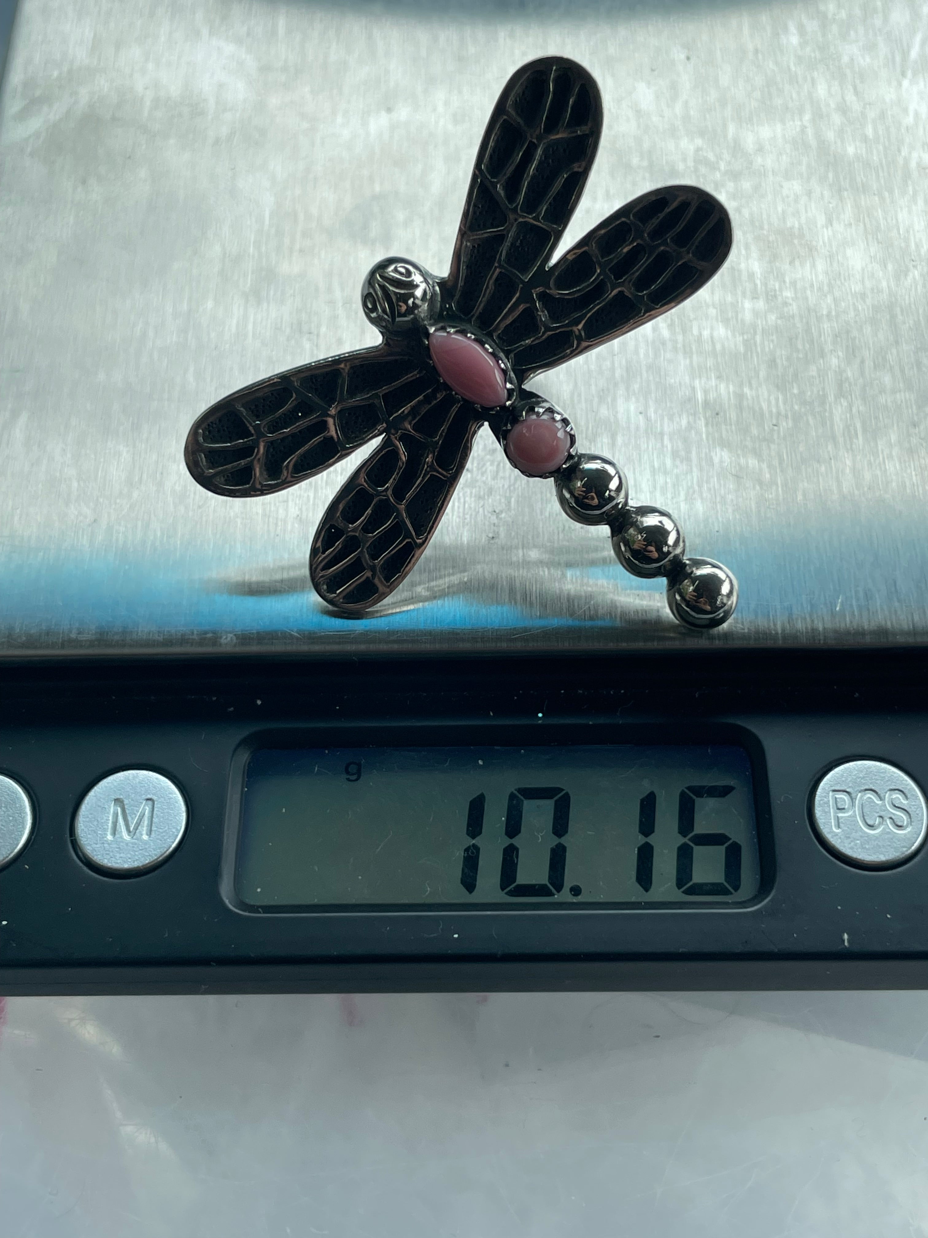 Pink Conch Dragonfly Ring Size 6 | 925 Sterling Silver B639