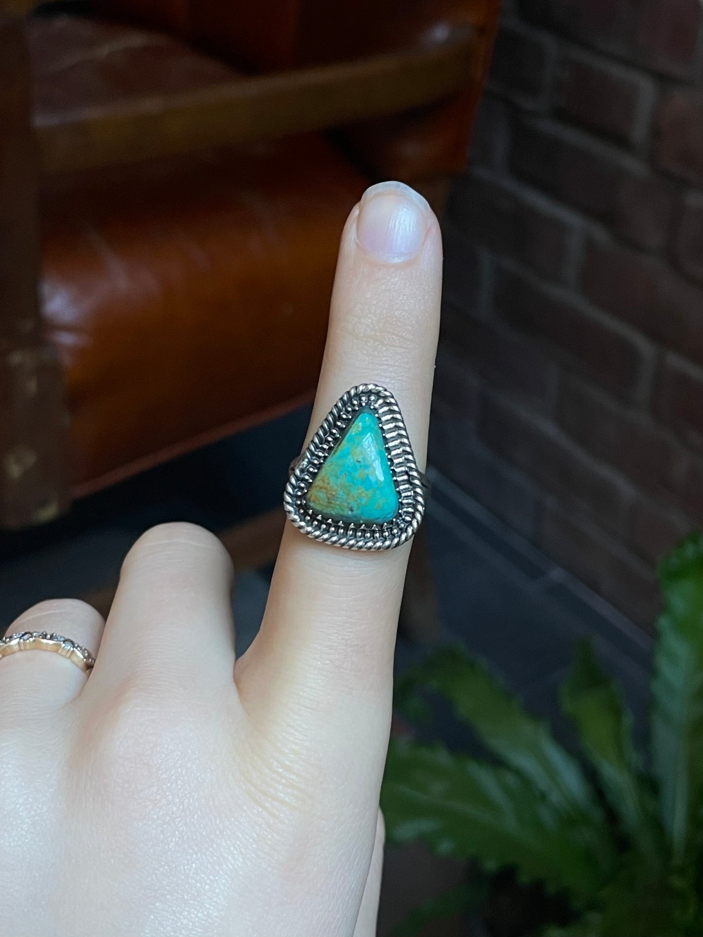 Kingman Turquoise Twisted Wire Ring | Sterling Silver | Size 9 | A454
