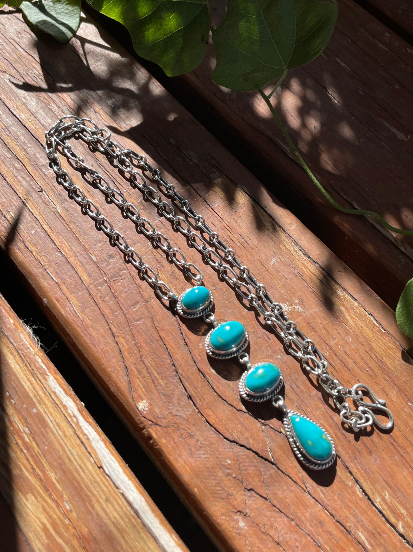 Kingman Turquoise Drop Necklace | Sterling Silver B870