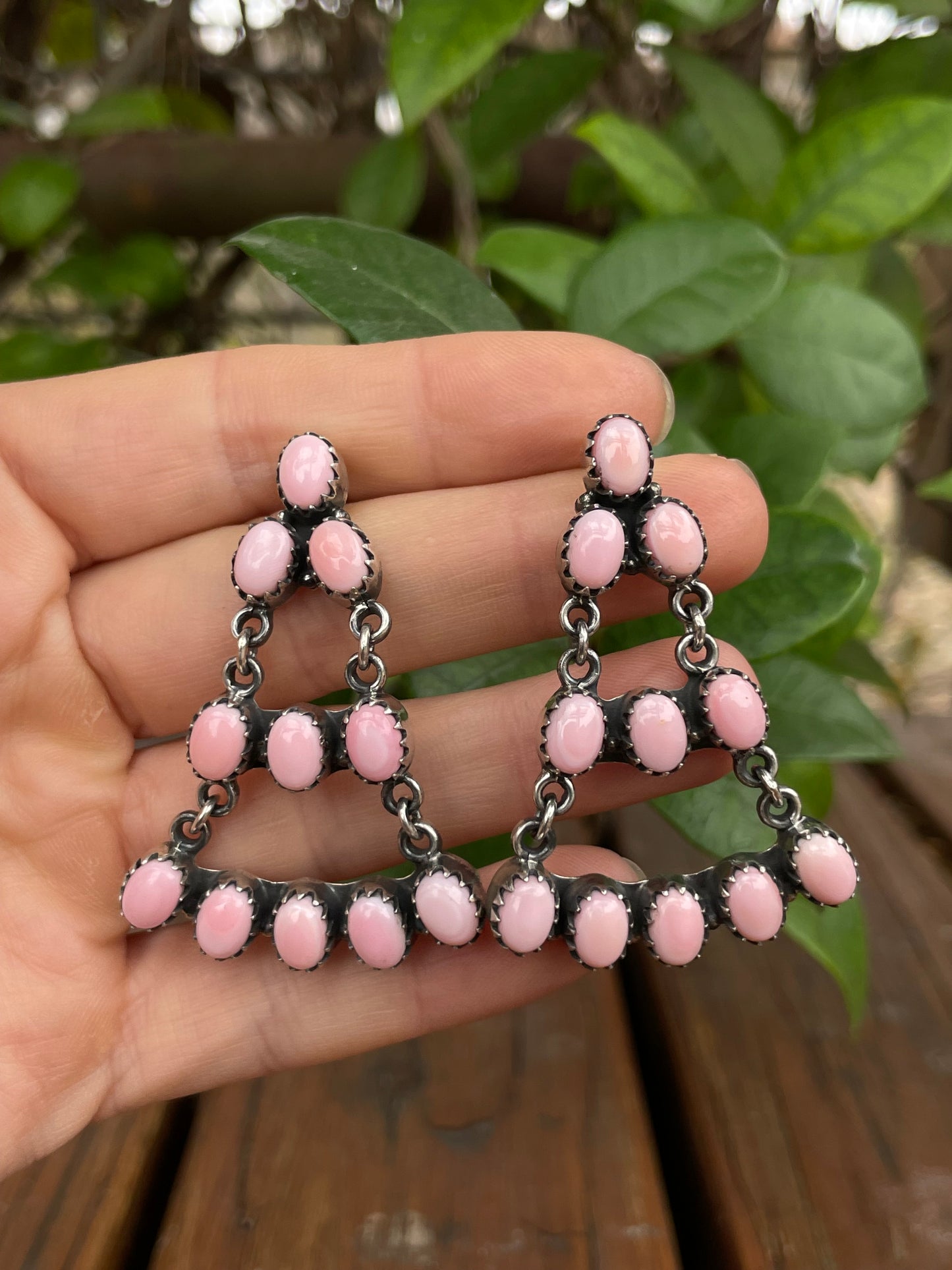 Pink Conch Stud Chandelier Stud Earrings | 925 Sterling Silver B969
