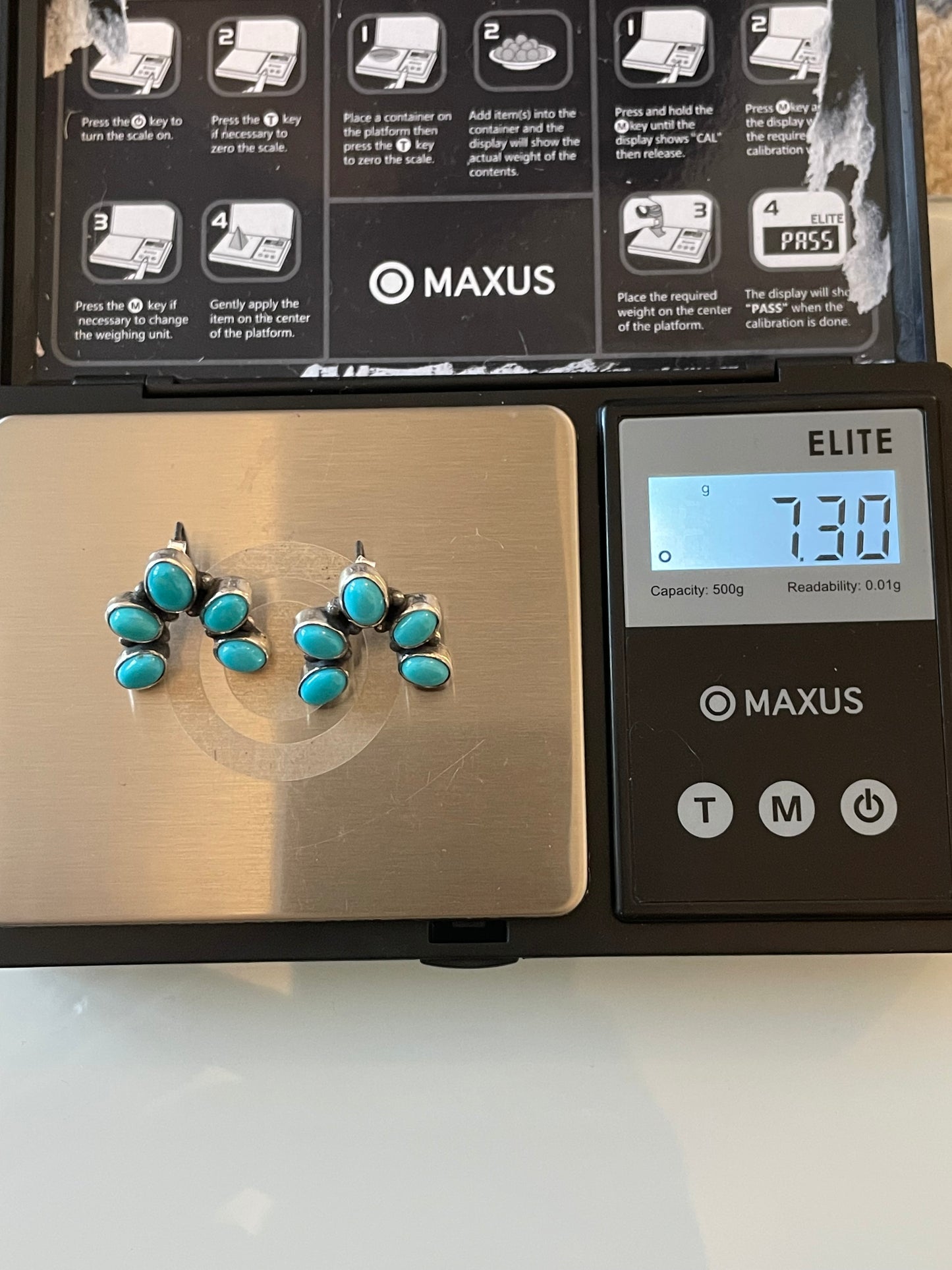 Kingman Turquoise Naja Earrings | Cluster Stud E660