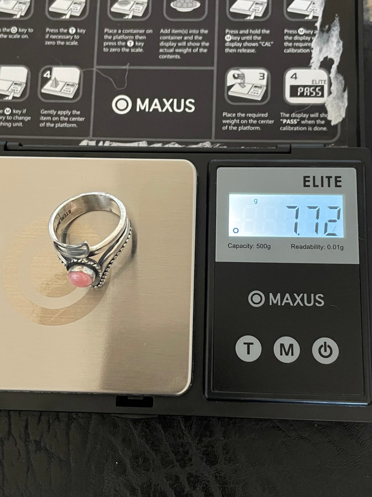 Pink Conch Rope Design Ring Size 8 | 925 Sterling Silver Southwest E138