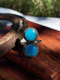 Turquoise Double Stone Ring | 925 Sterling Silver | Size 7 D358