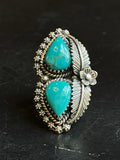 Turquoise Feather Ring Size 8 | Sterling Silver E893