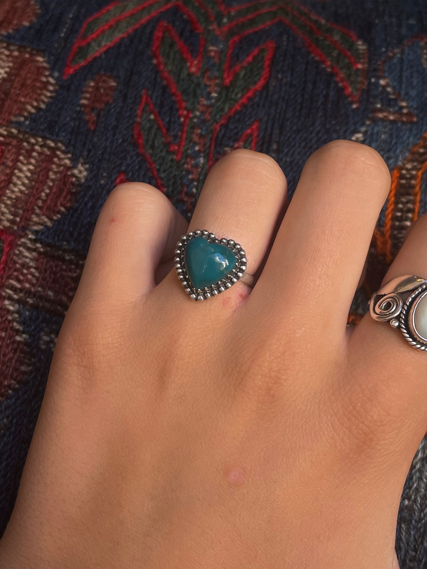 Kingman Turquoise Heart Ring | Sterling Silver | Size 6 G366