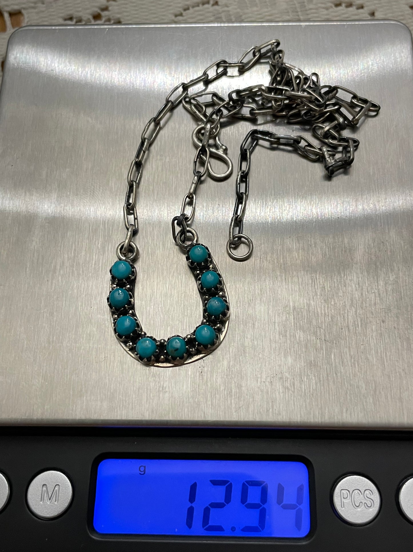 Kingman Turquoise Horseshoe Necklace | Sterling Silver 925 | B904