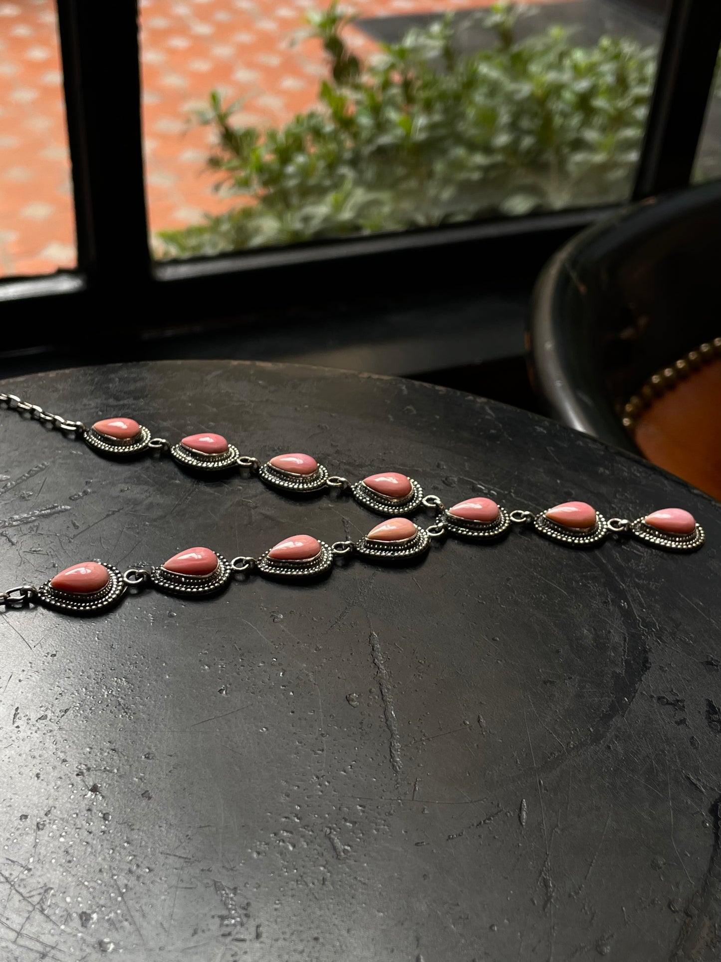 Pink Conch Lariat Necklace | 925 Sterling Silver C986