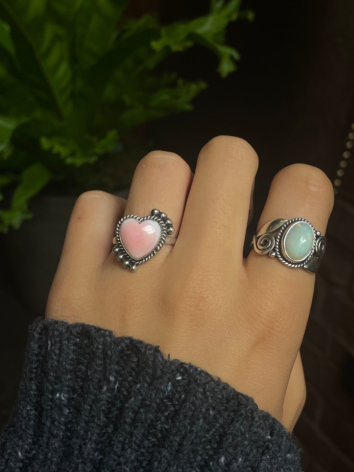 Pink Conch Heart Ring Size 9 | 925 Sterling Silver G132