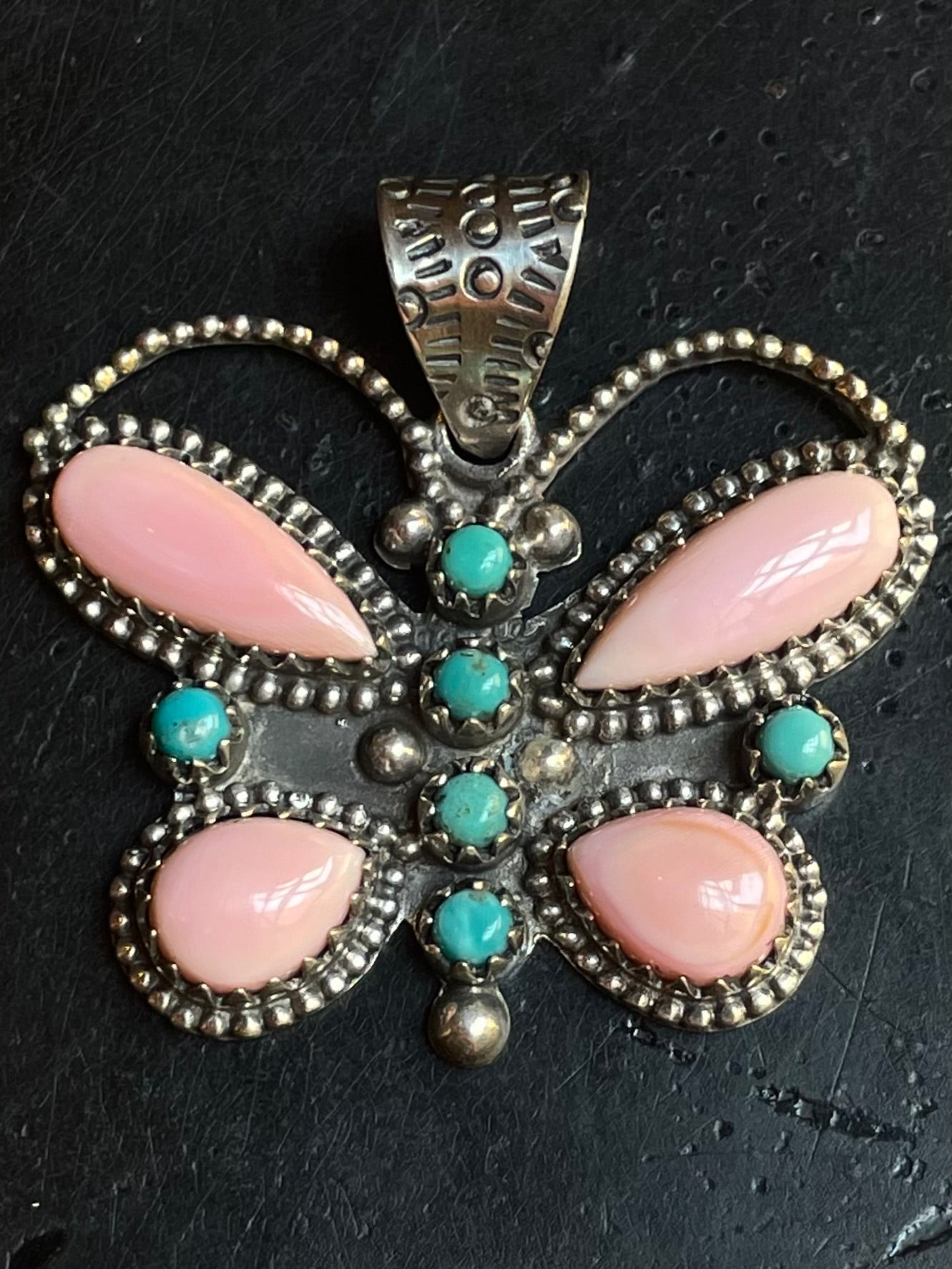 Pink Conch Butterfly Pendant | Sterling Silver G455