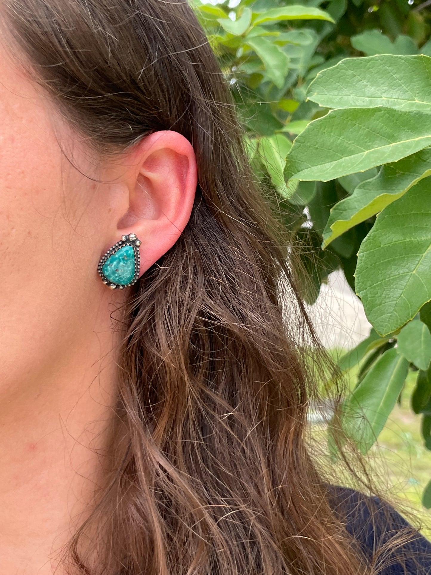 Kingman Turquoise Stud Earrings | 925 Sterling Silver D189