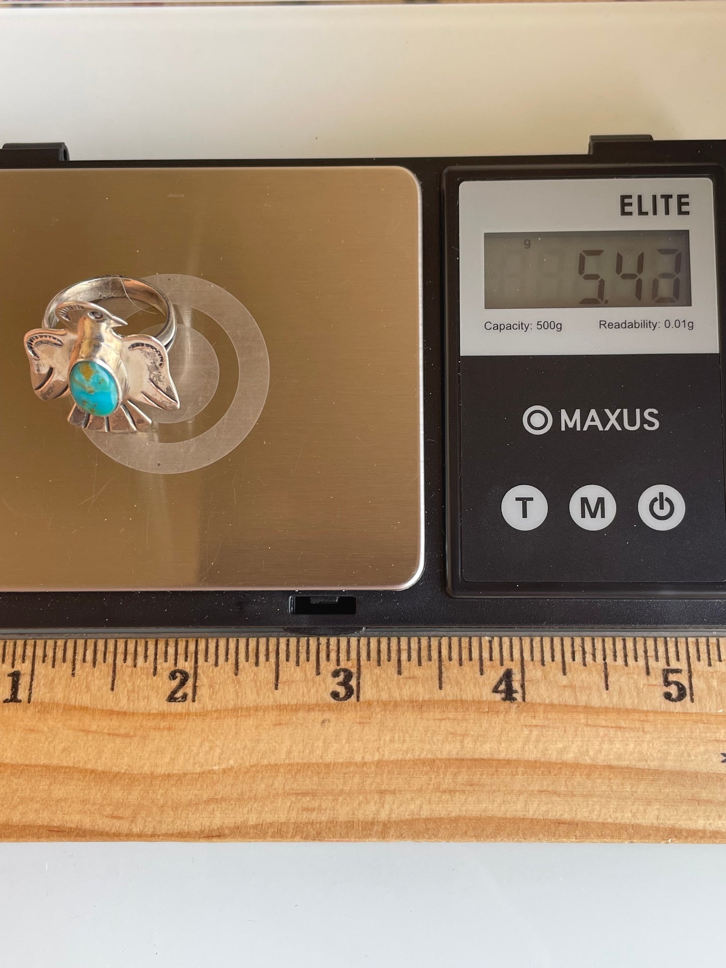 Kingman Turquoise Thunderbird Ring Size 5.75 | 925 Sterling Silver G512
