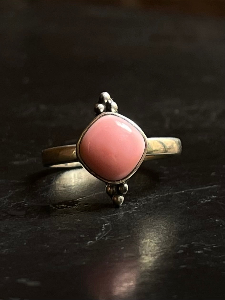 Pink Conch Ring Size 8 | 925 Sterling Silver E757