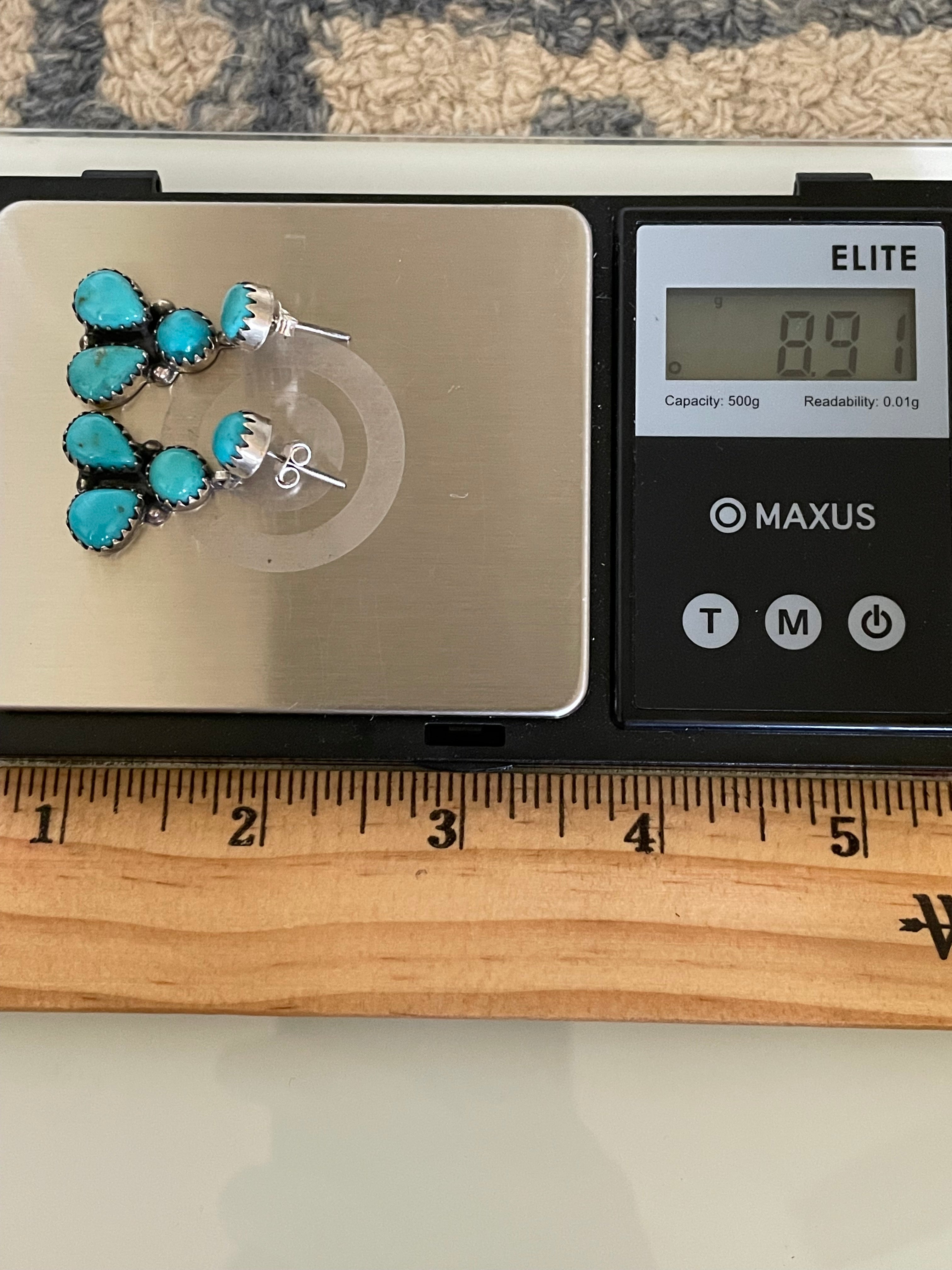 Kingman Turquoise Stud Earrings | 925 Sterling Silver G639