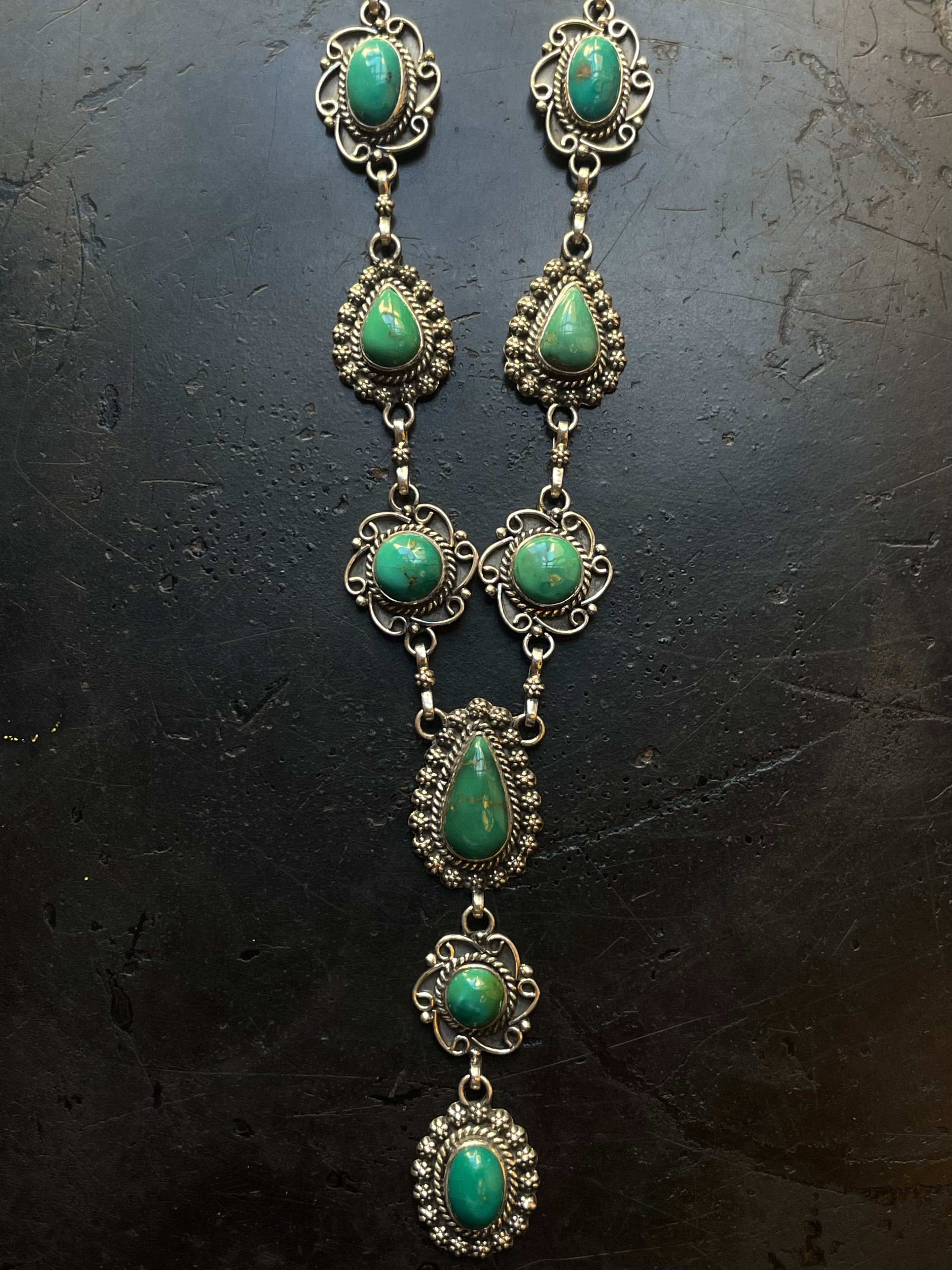 Kingman Turquoise Lariat Necklace | 925 Sterling Silver G611
