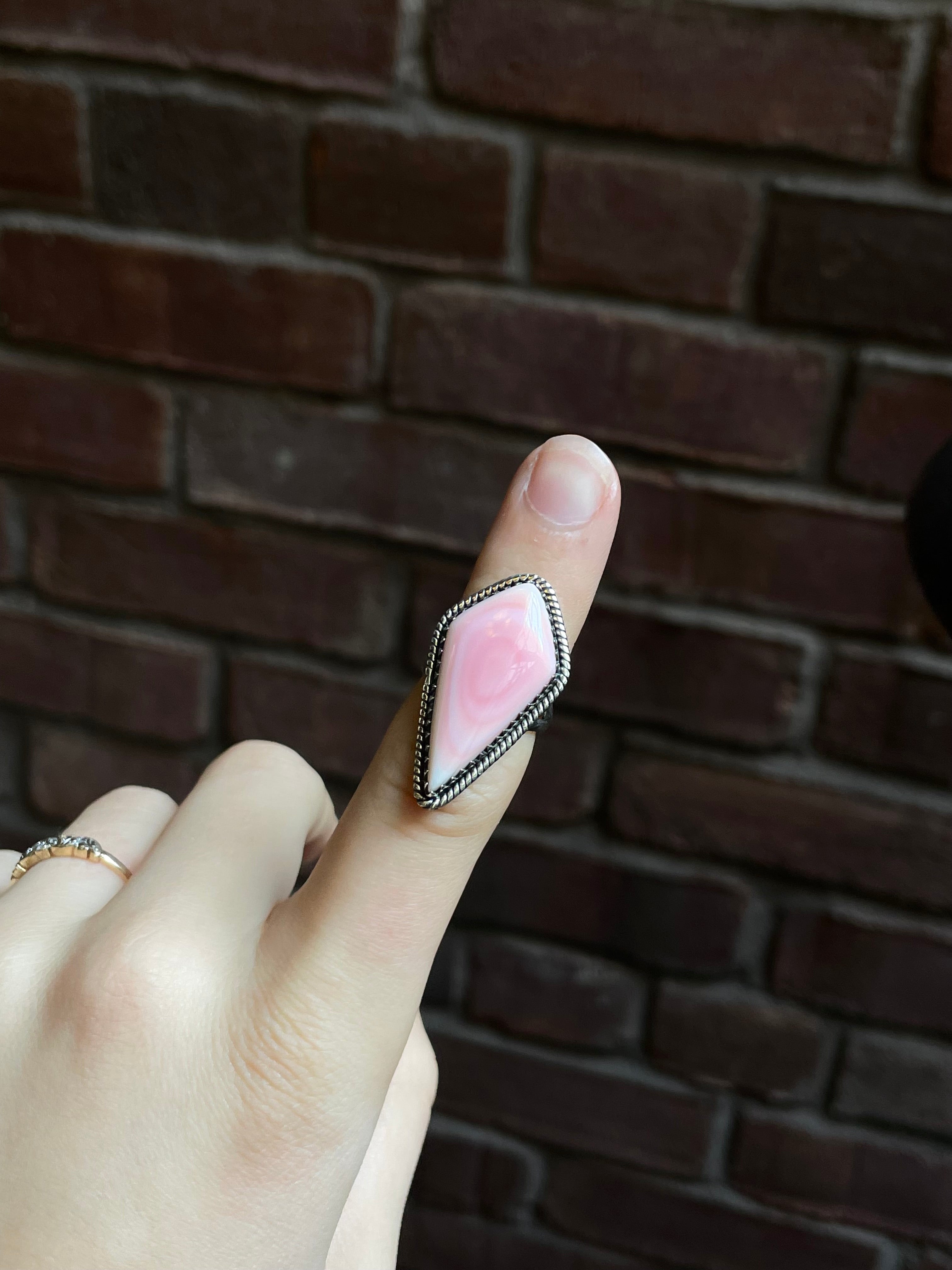 Pink Conch Ring Size 6 | 925 Sterling Silver C917