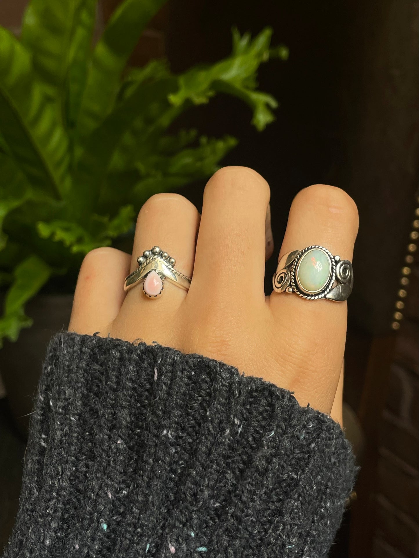 Pink Conch Tear Drop Ring Size 7 | 925 Sterling Silver G150