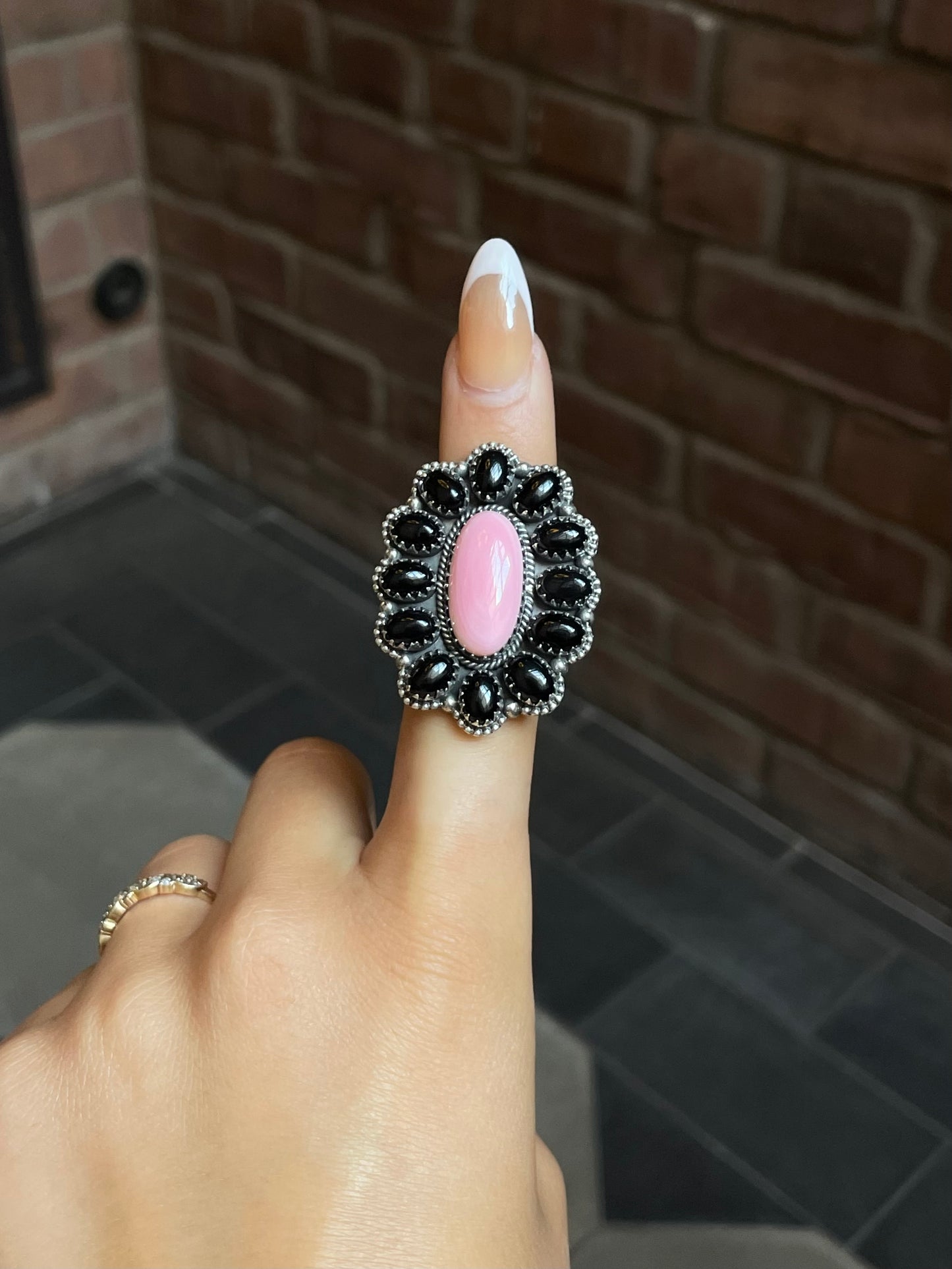 Pink Conch Flower Cluster Ring | Sterling Silver | Size 8 | A139