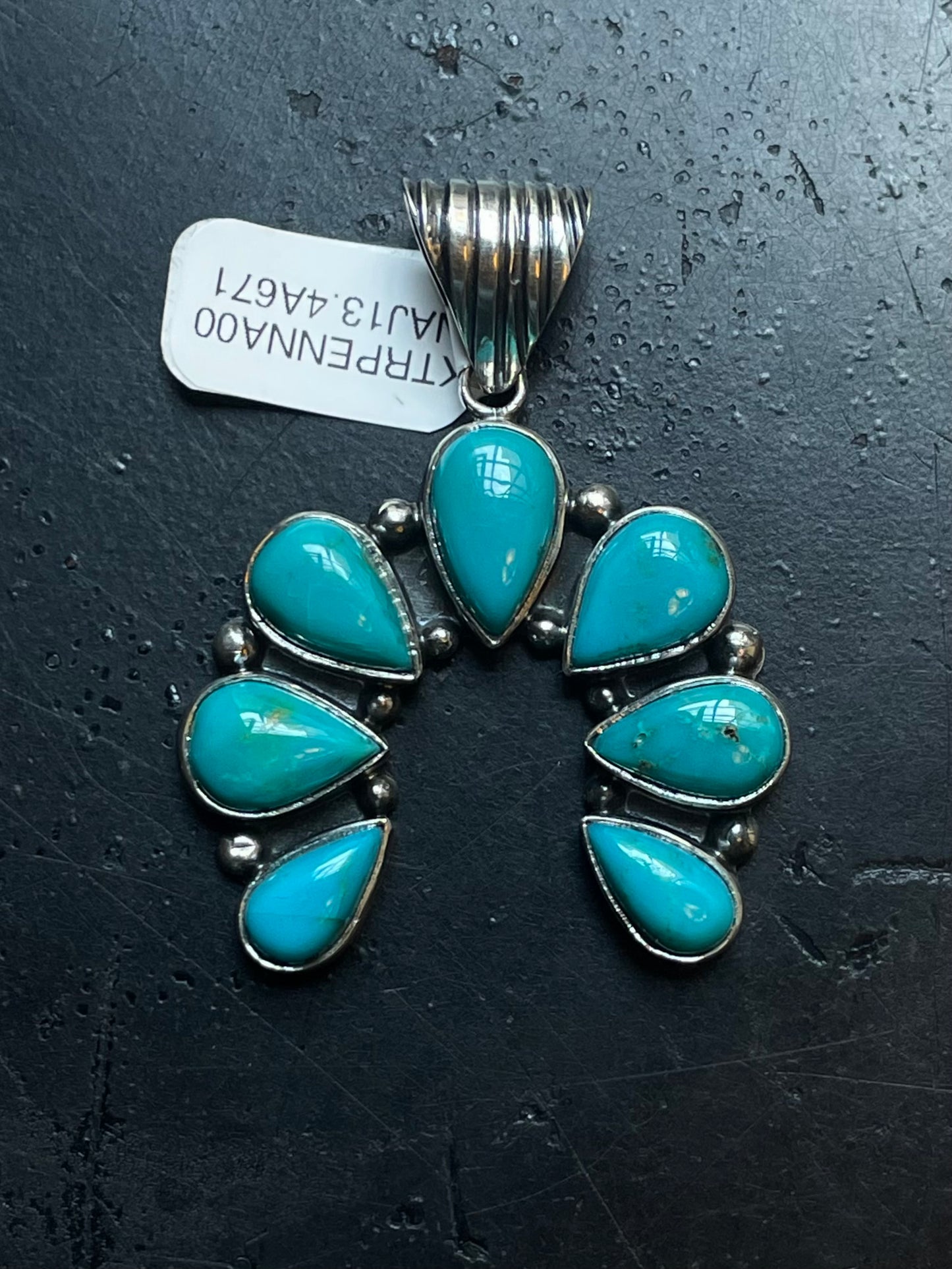 Kingman Turquoise Naja Pendant | Sterling Silver | A671