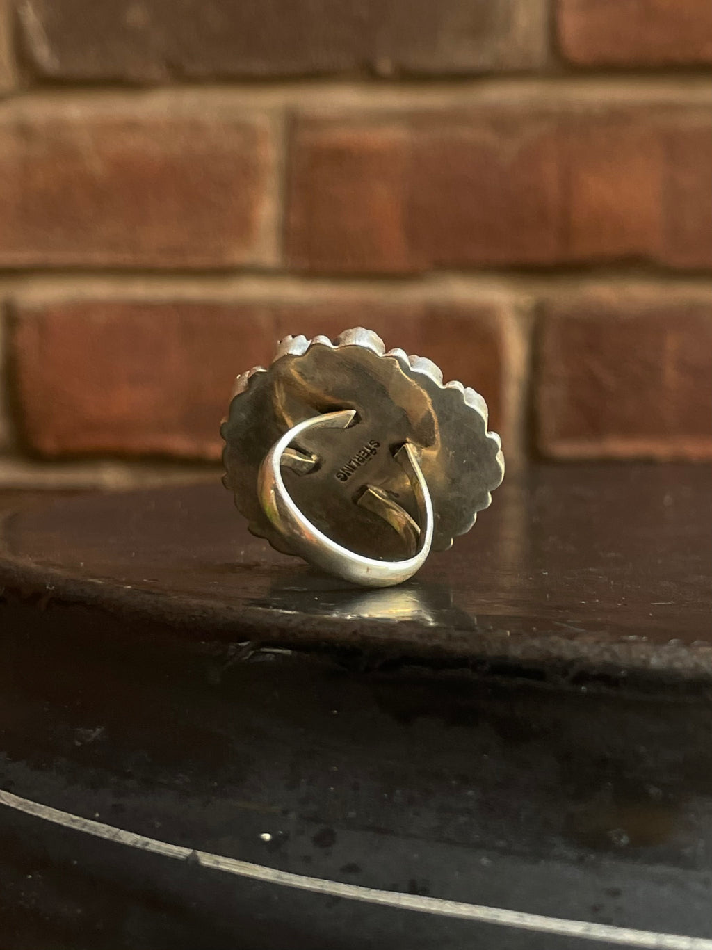 Black Onyx & Pink Conch Flower Ring | 925 Sterling Silver Size 7.75 G568