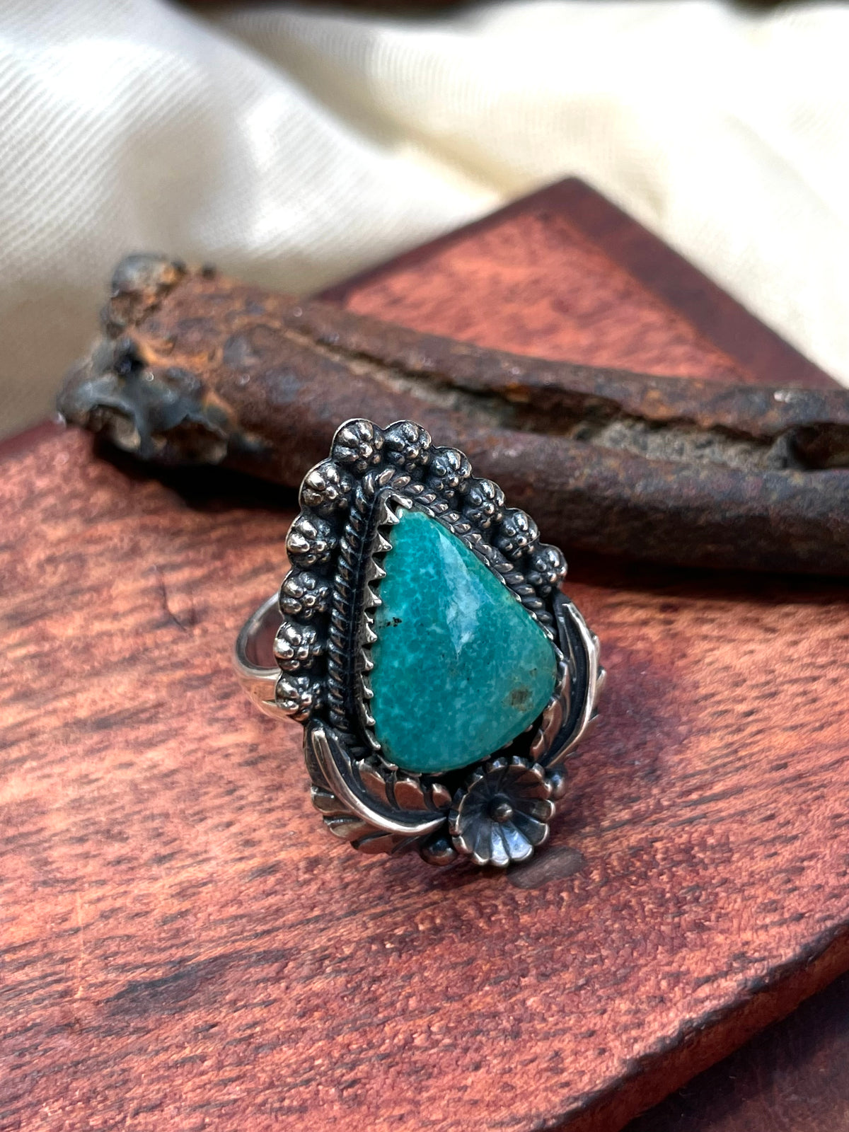 Turquoise Teardrop Ring Size 6 | 925 Sterling Silver C932