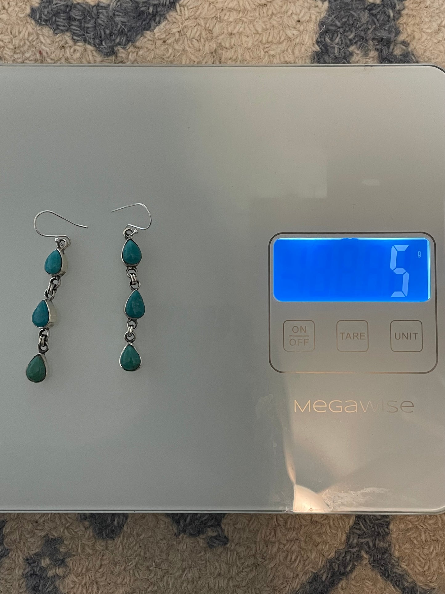 Kingman Turquoise Drop Dangle Earrings | 925 Sterling Silver C828