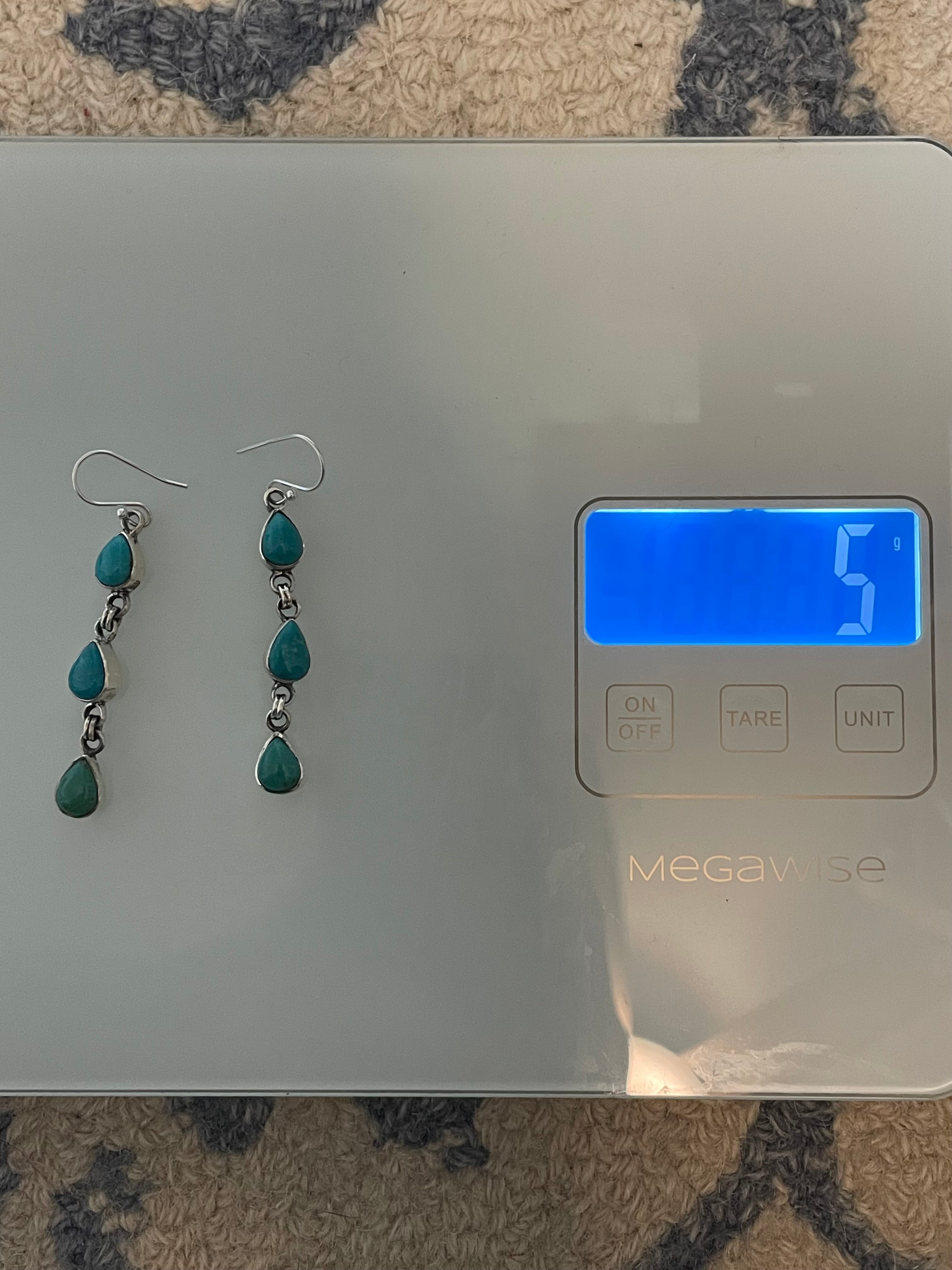 Kingman Turquoise Drop Dangle Earrings | 925 Sterling Silver C828